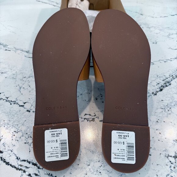 Cole Haan Flynn Logo Slide Sandal Pecan Leather Size 10.5 - Picture 4 of 6